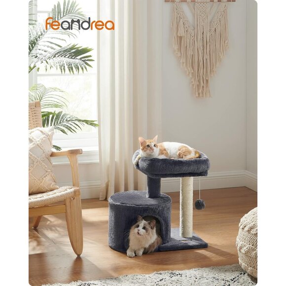 New Cat Tree Tower, Smoky Gray Condo with Sisal Scratching Post for Kittens - Picture 4 of 9